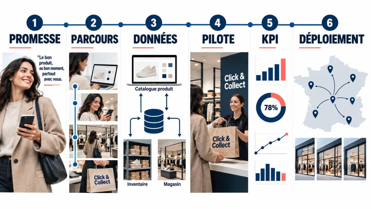 Illustration du déploiement d’une stratégie omnicanale retailconnect en cinq étapes